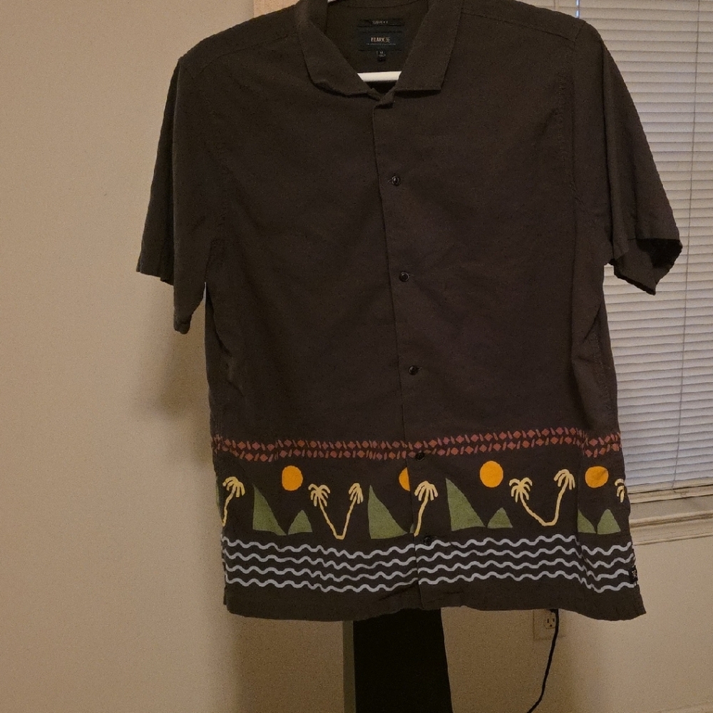 Roark Green Shirt Jacket with Tropical Pattern